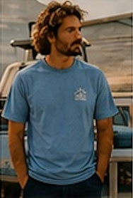 Tee checker - Sun Faded Ocean Blue