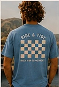 Tee checker - Sun Faded Ocean Blue